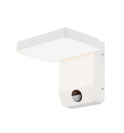 17W hvit kvadratisk vegglampe med sensor - 2580lm, IP65, 3000K, PIR sensor
