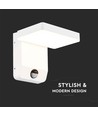 17W hvit kvadratisk vegglampe med sensor - 2580lm, IP65, 3000K, PIR sensor