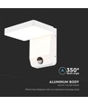 17W hvit kvadratisk vegglampe med sensor - 2580lm, IP65, 3000K, PIR sensor