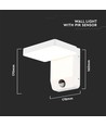17W LED vegglampe med sensor, hvit - 2580lm, IP65, 4000K, firkantet, PIR sensor