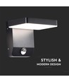 17W LED vegglampe med sensor, kvadratisk - IP65, sort, 2580lm, 3000K, PIR sensor