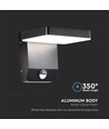 17W LED vegglampe med sensor, kvadratisk - IP65, sort, 2580lm, 3000K, PIR sensor