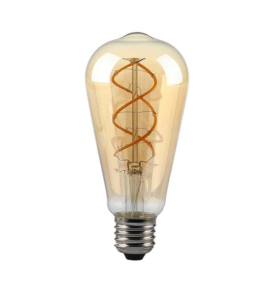 E27 5W dimbar LED-pære - ST64, filament, ravfarget glass, ekstra varm 1800K