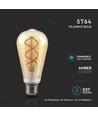 E27 5W dimbar LED-pære - ST64, filament, ravfarget glass, ekstra varm 1800K