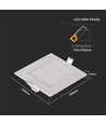 6W Firkantet LED innfellingspanel - 490lm, 6400K, Hull: 11cm, Mål: 12x12cm, inkl. driver