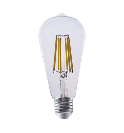 E27 4W LED filament pære - ST64, 840lm, klart glass, 3000K, varm hvit