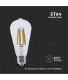 E27 4W LED filament pære - ST64, 840lm, klart glass, 3000K, varm hvit