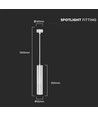 GU10 hengende pendel - hvit, 60x300mm