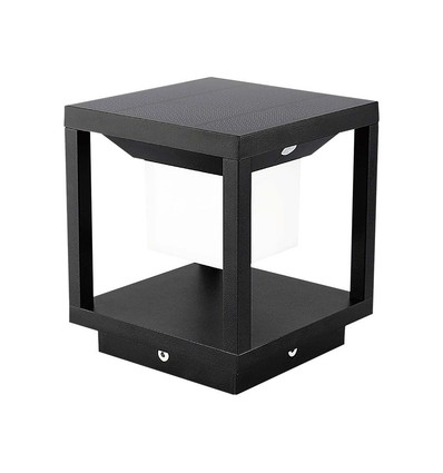 2W LED solcelle bedlampe med sensor - IP65, 3000K, sort, 14x14cm, 3 års garanti