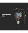 E27 3W LED-pære - A60, 3D stjerneeffekt