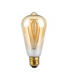 E27 5W ST64 long filament LED pære - Amber glass, 1800K, 300lm, 300° spredning