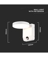 17W LED vegglampe med sensor, rund - IP65, hvit, PIR bevegelsessensor, 2480lm, utendørs/innendørs