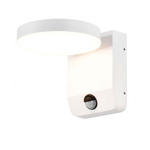 17W vegglampe - LED, sensor, 4000K, hvit, rundt hus, IP65