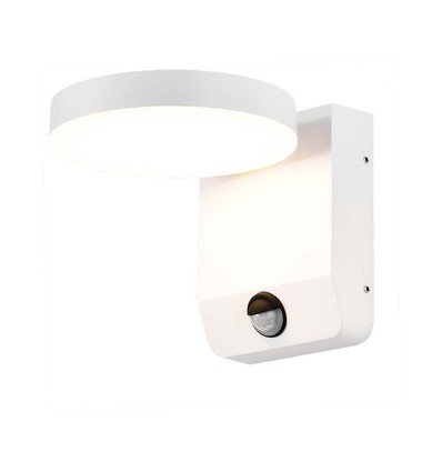 17W vegglampe - LED, sensor, 4000K, hvit, rundt hus, IP65