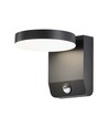 17W rund vegglampe med sensor - IP65, sort, 2480lm, 3000K, PIR sensor, utendørs, inkl. lyskilde