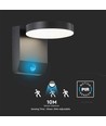 17W rund vegglampe med sensor - IP65, sort, 2480lm, 3000K, PIR sensor, utendørs, inkl. lyskilde