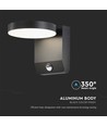 17W rund vegglampe med sensor - IP65, sort, 2480lm, 3000K, PIR sensor, utendørs, inkl. lyskilde