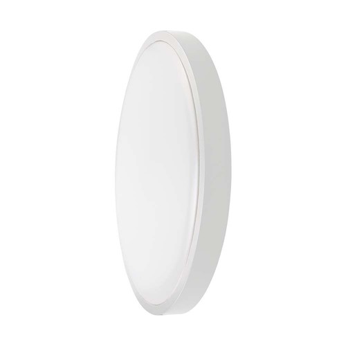 18W LED Kuplampe - Mikrobølgesensor, 3000K, Rund, Hvit Ramme, IP44.