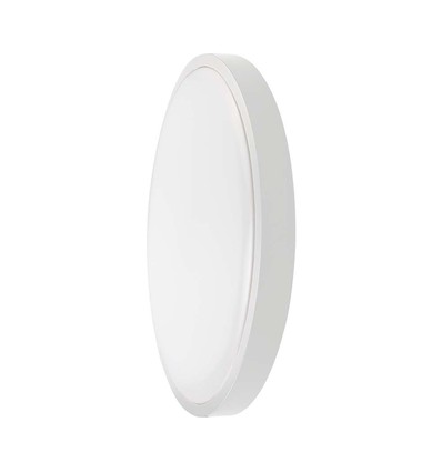 18W LED Kuplampe - Mikrobølgesensor, 3000K, Rund, Hvit Ramme, IP44.