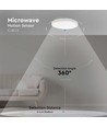 18W LED Kuplampe - Mikrobølgesensor, 3000K, Rund, Hvit Ramme, IP44.