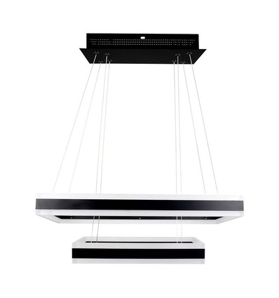 113W LED lysekrone, dimbar - 6300lm, 3000K, sort, Ø60/40cm, 360 grader, Triac dimbar