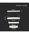 80W LED lysekrone pendel - 3-trinns dimbar, 3000K, hvit, 360 grader lysspredning