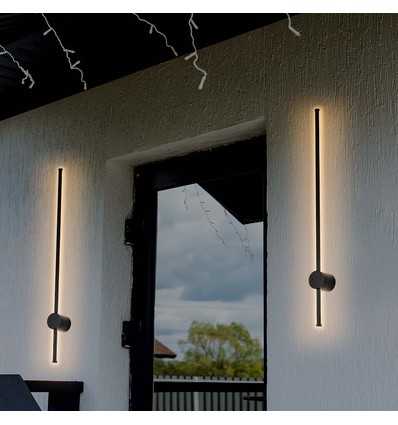 12W LED vegglampe, RA90 - IP65, sort, 1590lm, 4000K, 65cm høy