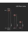 LED-lampe 4W - 4400mA batteri, 3000K, IP54, Cortenfarget hylster
