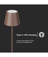 LED-lampe 4W - 4400mA batteri, 3000K, IP54, Cortenfarget hylster