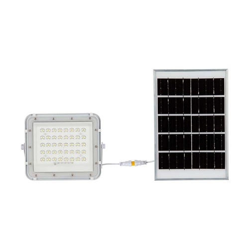 VT LED Solcelleanlegg 40W - 6400K, 5000 mAh Batteri, 3m Kabel, Smart IR Fjernkontroll, Rask Lading, Hvit.