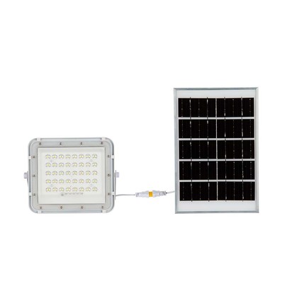 VT LED Solcelleanlegg 40W - 6400K, 5000 mAh Batteri, 3m Kabel, Smart IR Fjernkontroll, Rask Lading, Hvit.