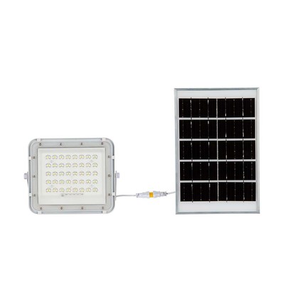 6W LED solcelle lyskaster - IP65, 4000K, hvit, inkl. solcellepanel og fjernkontroll