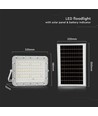 VT LED Solcelle Projektør 120W - 6400K, 12000 mAh Batteri, 3m Kabel, Smart IR Fjernkontroll, Rask Lading, Hvit.