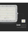 VT LED Solcelle Projektør 120W - 6400K, 12000 mAh Batteri, 3m Kabel, Smart IR Fjernkontroll, Rask Lading, Hvit.