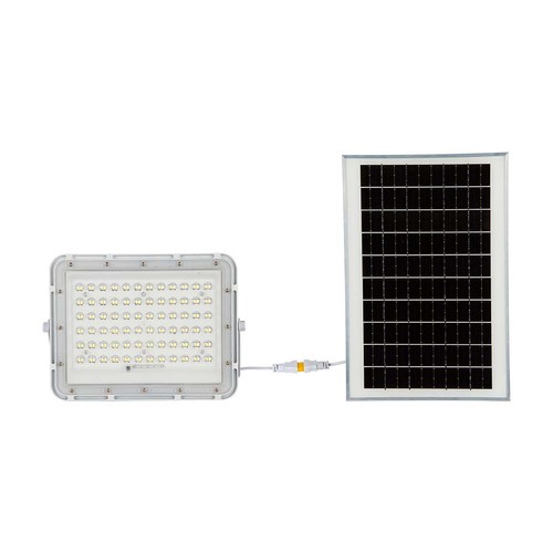 VT LED Solar Lyskaster 120W - 4000K, 12000 mAh Batteri, 3m Kabel, Smart IR Fjernkontroll, Rask Lading, Hvit.