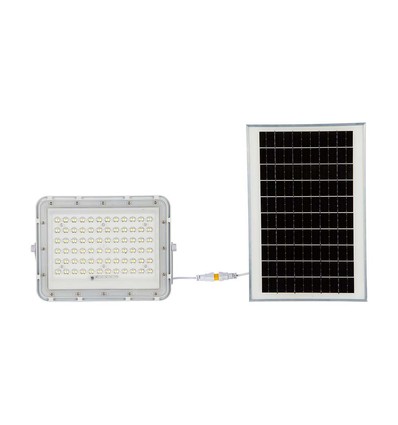 VT LED Solar Lyskaster 120W - 4000K, 12000 mAh Batteri, 3m Kabel, Smart IR Fjernkontroll, Rask Lading, Hvit.