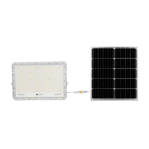 VT LED Solcelleprojektør 240W - 6400K, 20000 mAh Batteri, 3 m Kabel, Smart IR-fjernkontroll, Hurtig Lading, Hvit.