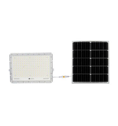 VT LED Solcelleprojektør 240W - 6400K, 20000 mAh Batteri, 3 m Kabel, Smart IR-fjernkontroll, Hurtig Lading, Hvit.