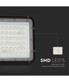 VT LED Solcelleprojektør 40W - 6400K, 5000 mAh Batteri, 3m Kabel, Smart IR Fjernkontroll, Rask Lading