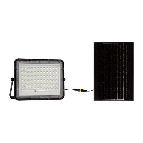 120W Solcelle LED lyskaster med panel - 1200lm, IP65, inkl. fjernkontroll, sort, utendørs
