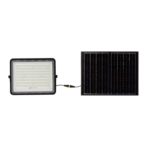 20W LED solcelle lyskaster - IP65, 4000K, sort, inkl. solpanel og fjernkontroll
