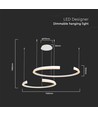 48W hengelampe - LED, metall, L1100xB800xH1200mm, CCT 4000K, hvit, TRIAC dimming