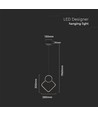 12W LED Hengelampe - Metall, L280xH1800mm, 3000K, Svart, Hus.