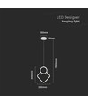 12W hvit pendel taklampe - 28x180cm, 3000K, moderne rombe design, inkl. lyskilde