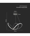 49W LED dekorativ hengelampe - Ø70xH120cm, 3000K, svart, hus.