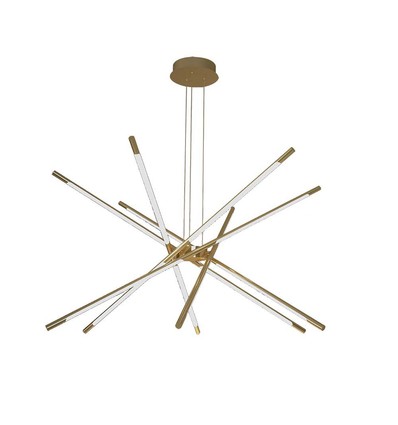 42W LED designer pendel, gull - Dimbar, 12 rør, 3000K, 85x31x120cm