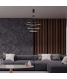 46W LED pendel med 3 ringer, dimbar - 4900lm, 3000K, sort, moderne design