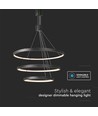 46W LED pendel med 3 ringer, dimbar - 4900lm, 3000K, sort, moderne design