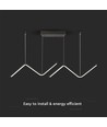 100cm 12W LED pendel - Double zig-zag design, 4000K, sort finish