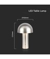 LED bordlampe - 1800mAh batteri, Ø150x250, 3i1, champagne gull hus